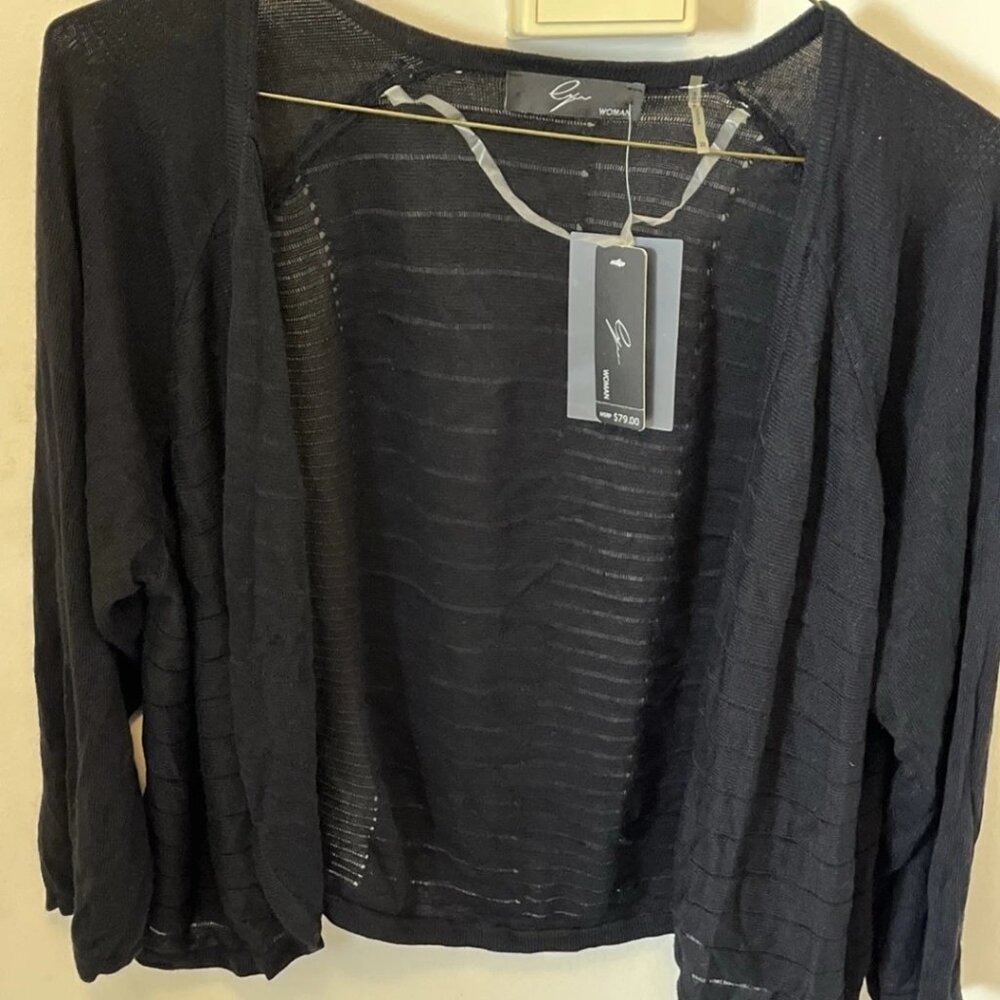 Cyrus Black Open Front Cardigan NWT 2X Plus Women's Medium Lightweight Sweater